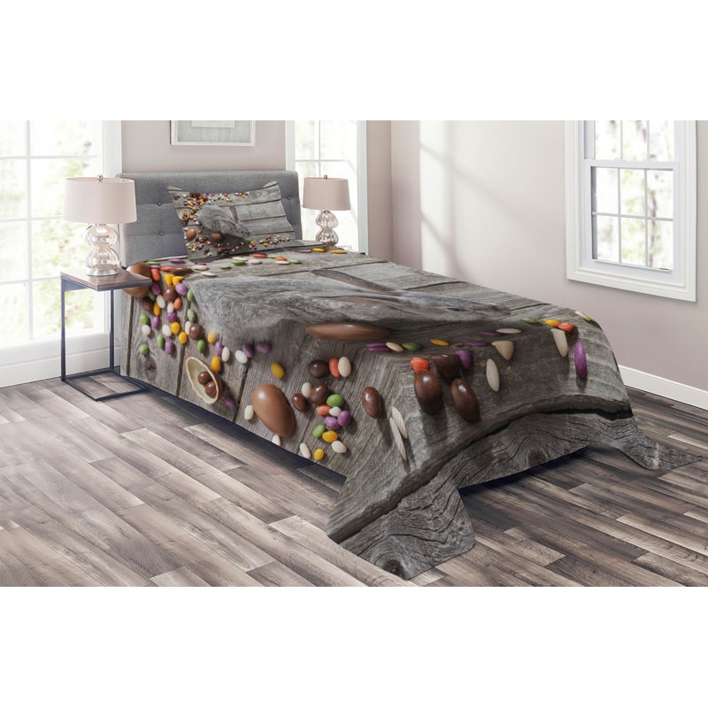 Rustic Polyester Coverlet, Twin Bedspread + 1 Sham