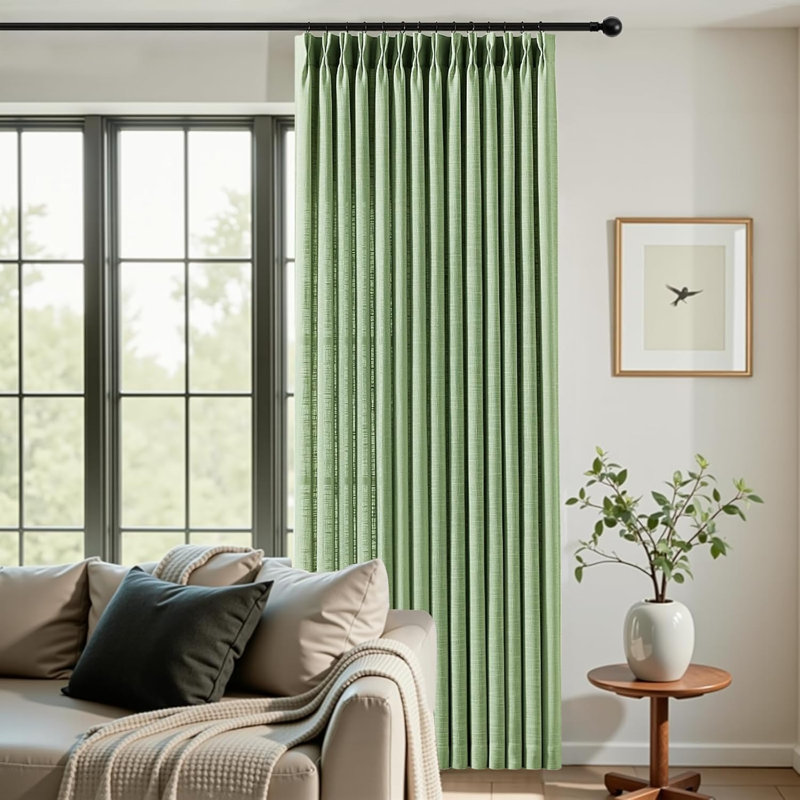 YZ Home Pinch Pleated Linen Curtains 2 Panels Set, Light Filtering Linen Blend Sheer Drapes Memory Trained Pleated Curtain Back Tab with Hooks Rings for Living Room Bedroom