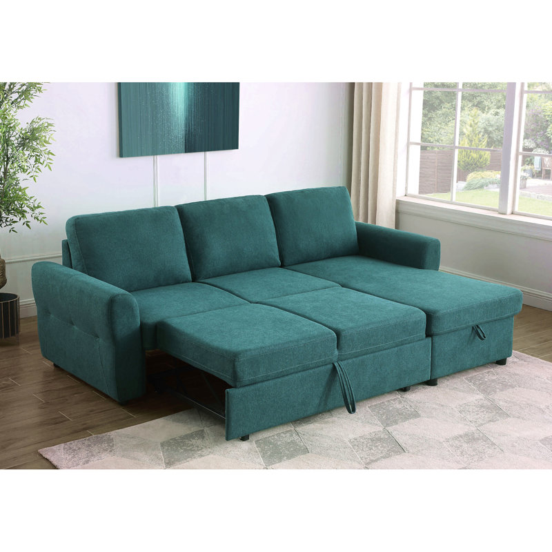 Canapé-lit modulaire avec rangement, Tissu bleu
