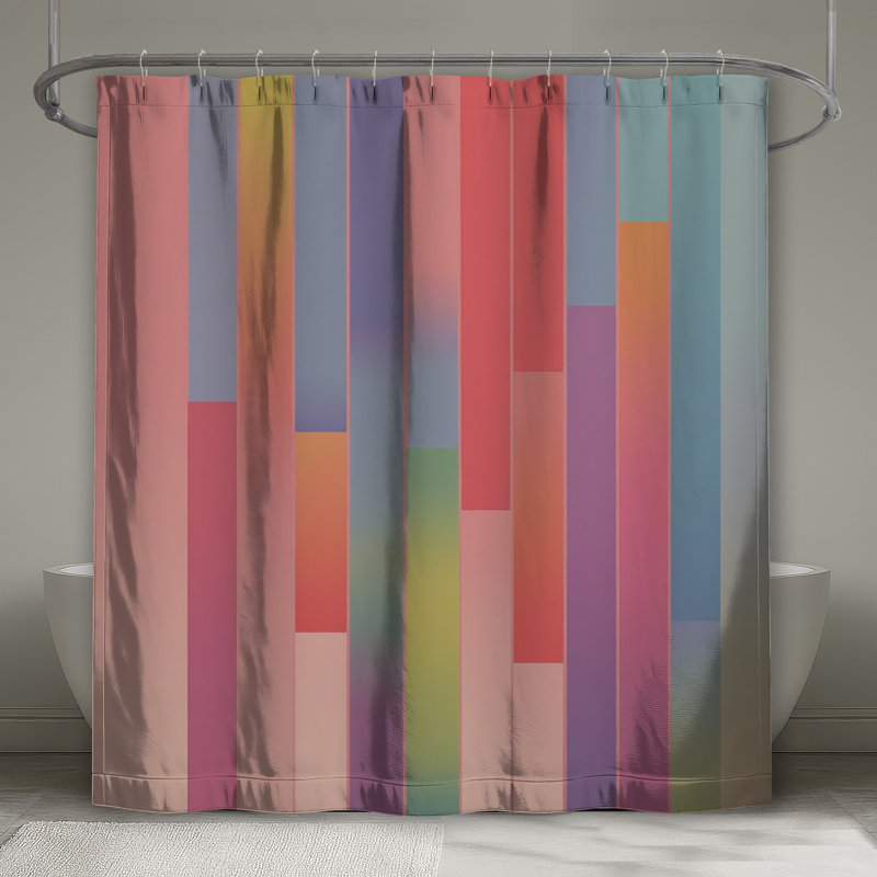 Rideaux de douche multicolores à rayures verticales très longs, L 70 po x H 72 po