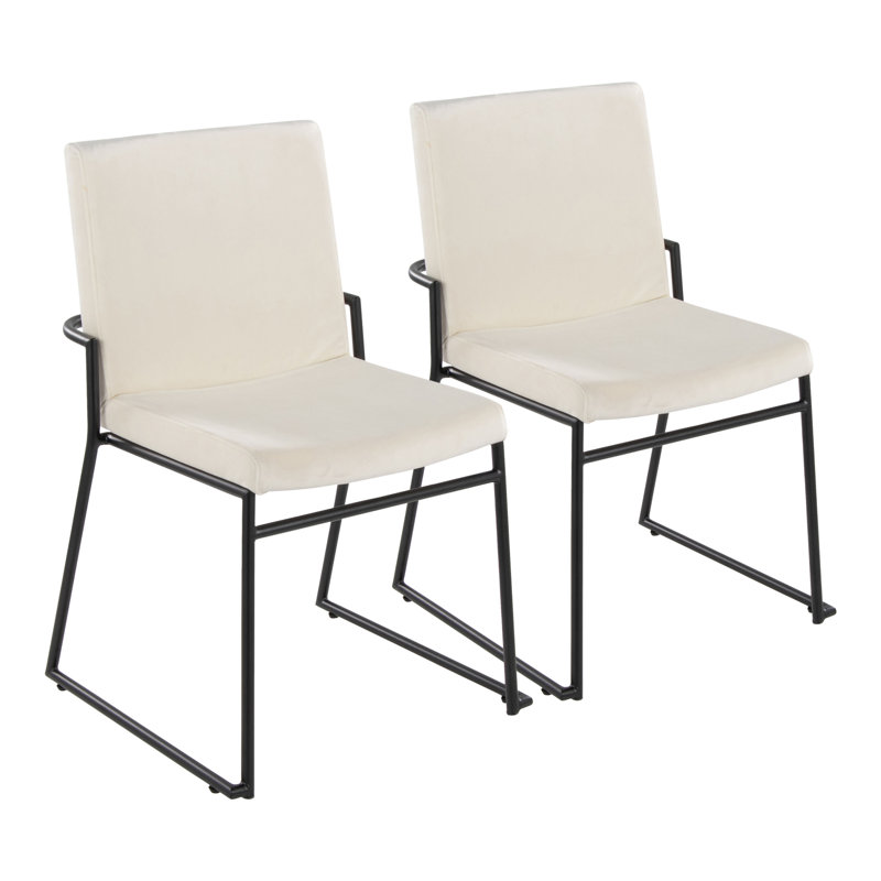 Gradin Stackable Side Chairs, Black, Velvet Cream