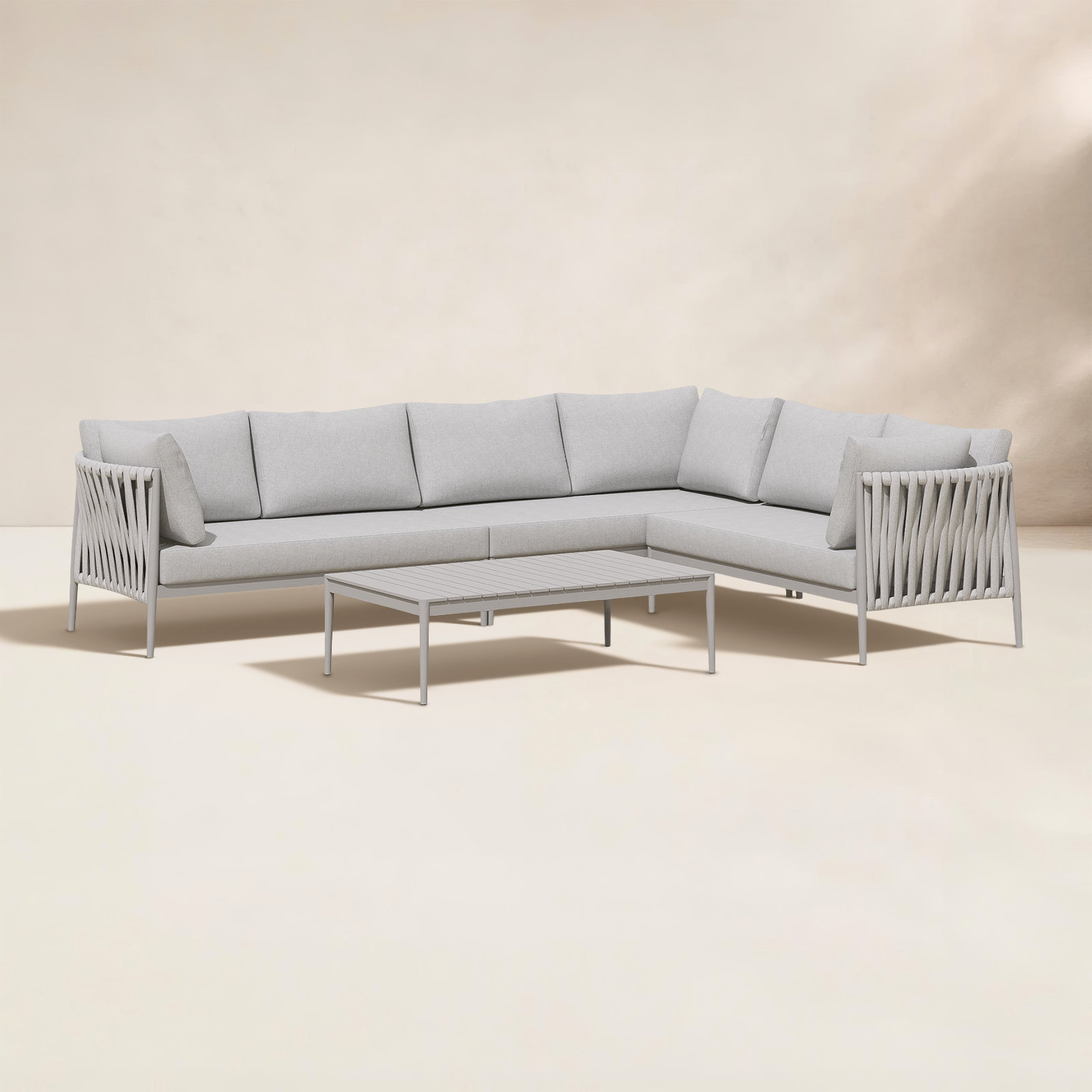 Zeke 6 - Person Modular Patio Conversation Set with Cushions, Beige