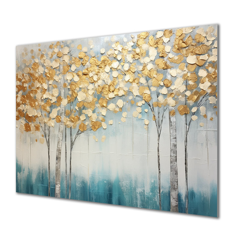 Serene Birch Trees Silver Autumn - Tree Birch, art mural, Sans cadre, métal, H 12 po x l 20 po