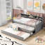  Lit de jour simple TG avec double couchette, ports de chargement USB et trois casiers de rangement intégrés, gris-1540285530