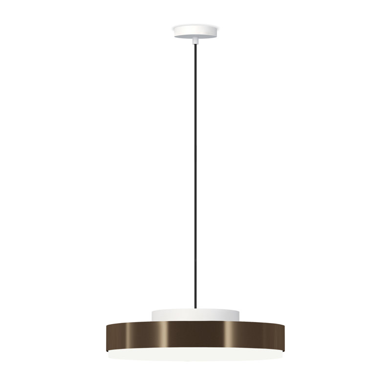 Discus Suspension Lamp, Matt White Lacquered, Brushed Bronze Nickel