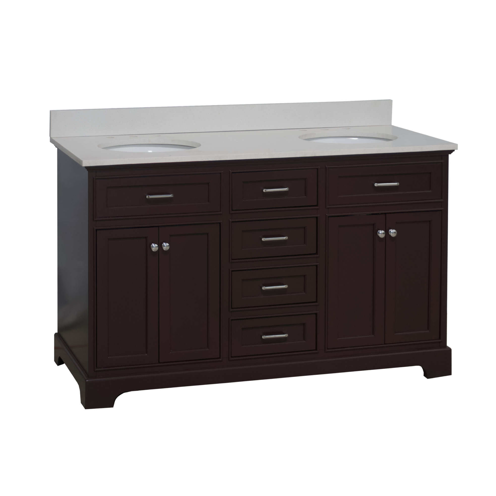Ronnie 60'' Double Bathroom Vanity, Chocolate, Quartz