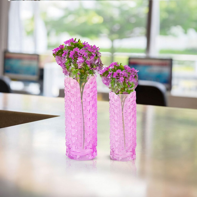 Aliauna Textured Glass Table Vase Set, Pink