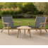 Ensemble d'extérieur 3 pièces en bois d'acacia massif et osier Goku avec 2 chaises et une table de bout, naturel / gris Goku