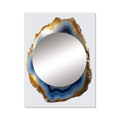 Savicki Geode Gems II - Stone Geode Decorative Mirror, Traditional Wall Mirror, Printed Metal Art