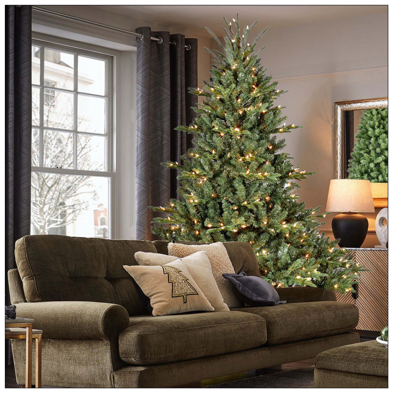 Arbre de Noël pleine forme, branches mixtes en PE / PVC, 2673 pointes, base large pour les espaces spacieux, structure à charnières, support en métal stable