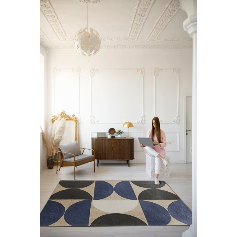 Kess Performance Washable Geometric Indoor / Outdoor Rug, Runner 2'8" x 7'11"