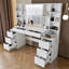 Grand bureau de coiffeuse avec lumières DEL réglables et beaucoup de rangement, parfait pour les chambres à coucher et l'organisation élégante