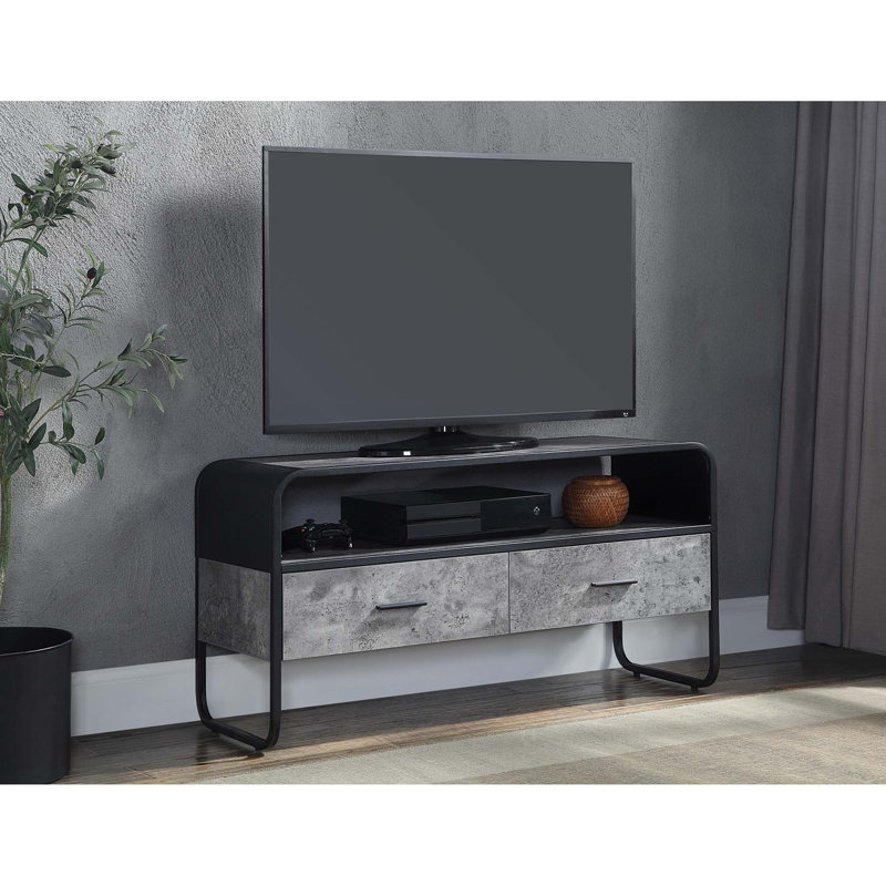 Meuble télé avec cadre en métal et 2 tiroirs de rangement