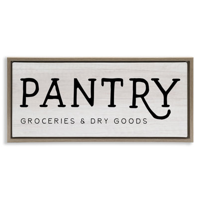 Rustic Pantry Groceries Sign Brown Grain Framed Floater Canvas Wall Art by Daphne Polselli