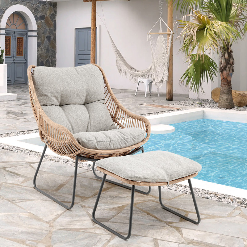 Chaises longues avec coussins Allexis, Gris