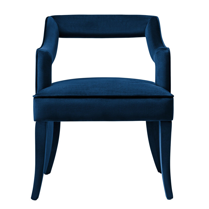 22.8" W Velvet Armchair, Navy Velvet