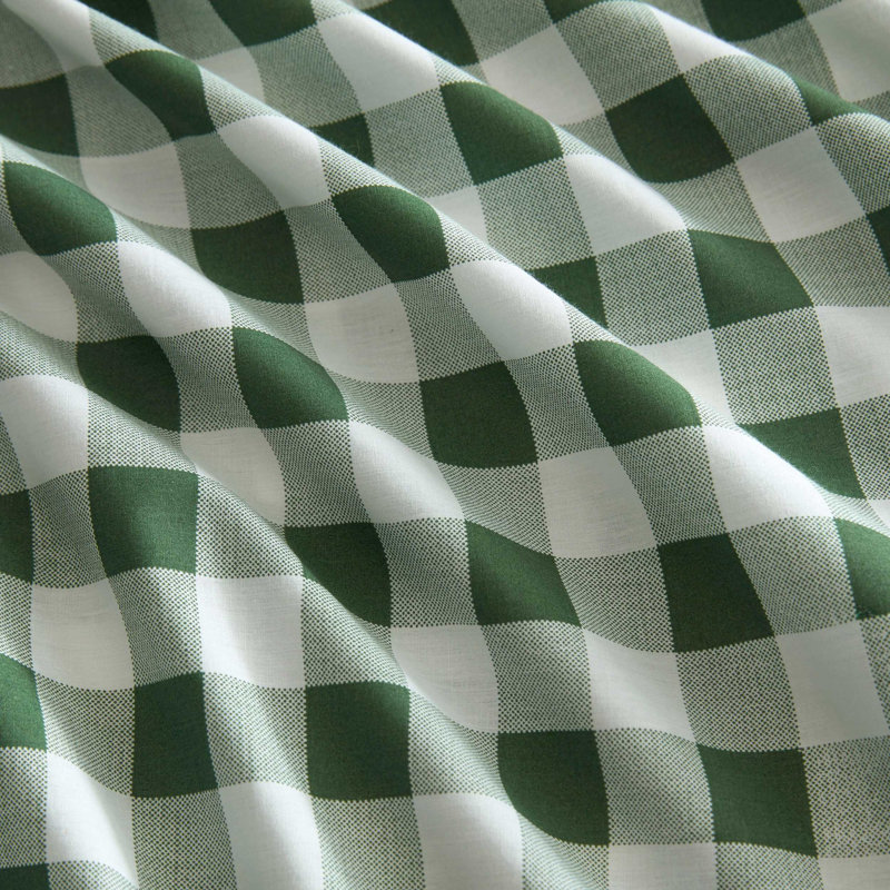 Martha Stewart Cotton Percale  Sheet Set, Queen Sheet Set with 2 Pillowcases, Green Plaid