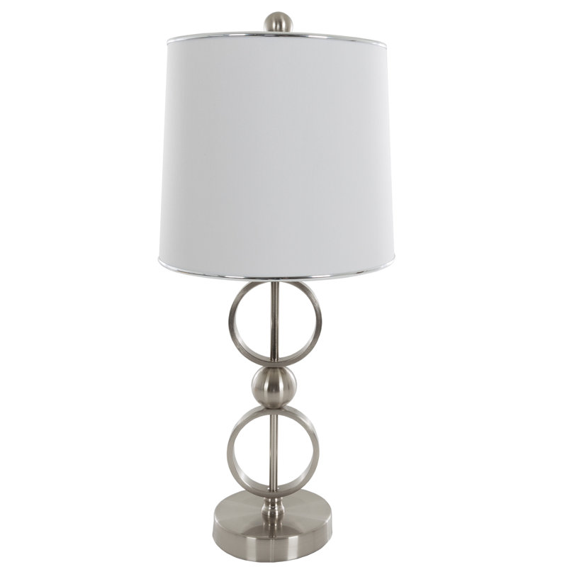 Ensemble de lampes de table 22,5 po, paire de lumières assorties modernes en acier à cercle ouvert (acier brossé)