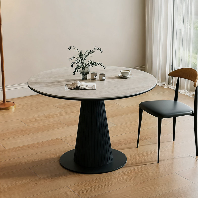 Table de salle à manger blanche et noire, H 29,53 po x L 43,31 po x l 43,31 po