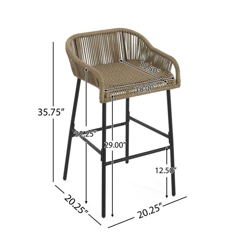 Tabouret de bar d'extérieur brun La Push, ensemble de 2