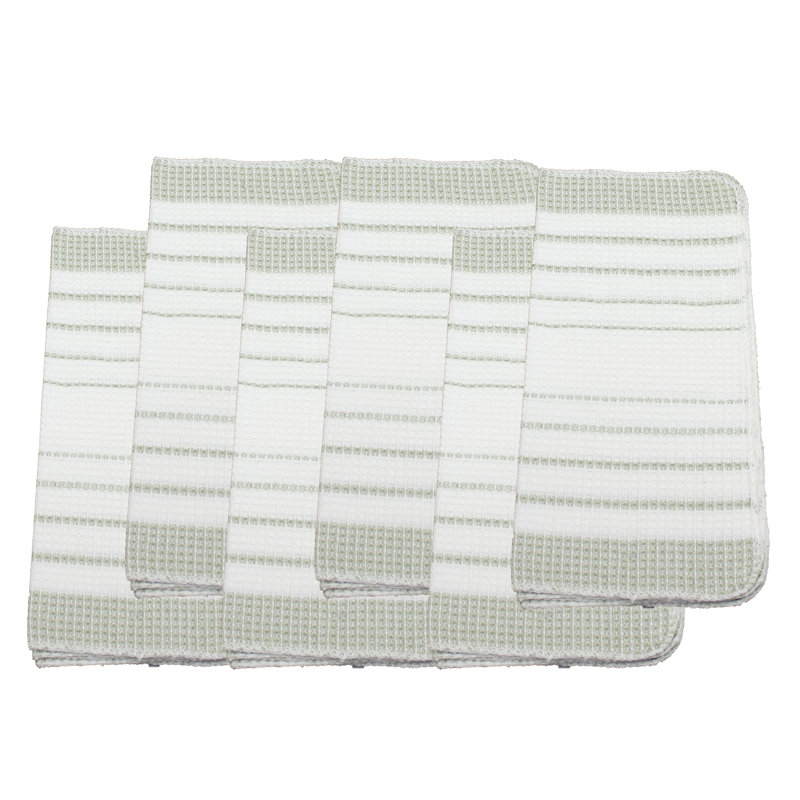 Cannady Cotton Stripe Dish Cloth Kitchen Towel, Green