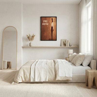Softness Holds Power Woman Holding Book With Palm Leaves Canvas Wall Art