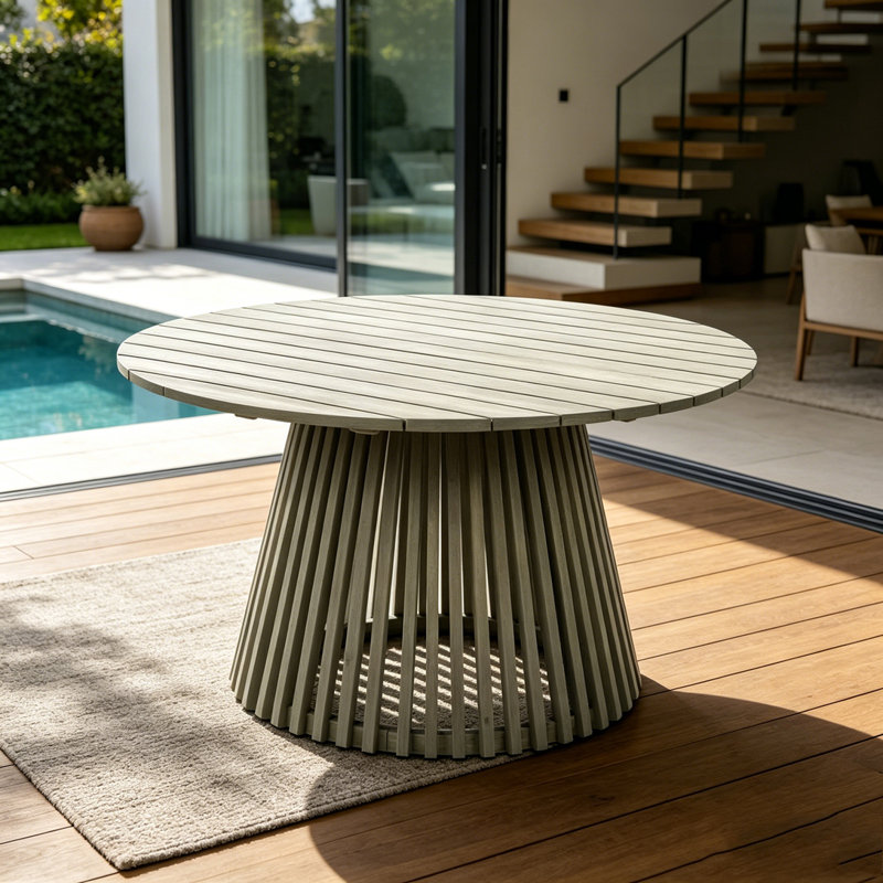 47.25-inch Wood Patio Dining Table, Gris