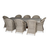 Bridge Brushed Gray 8 Seat Rectangle Dining Set W/ Julia Dining Chairs