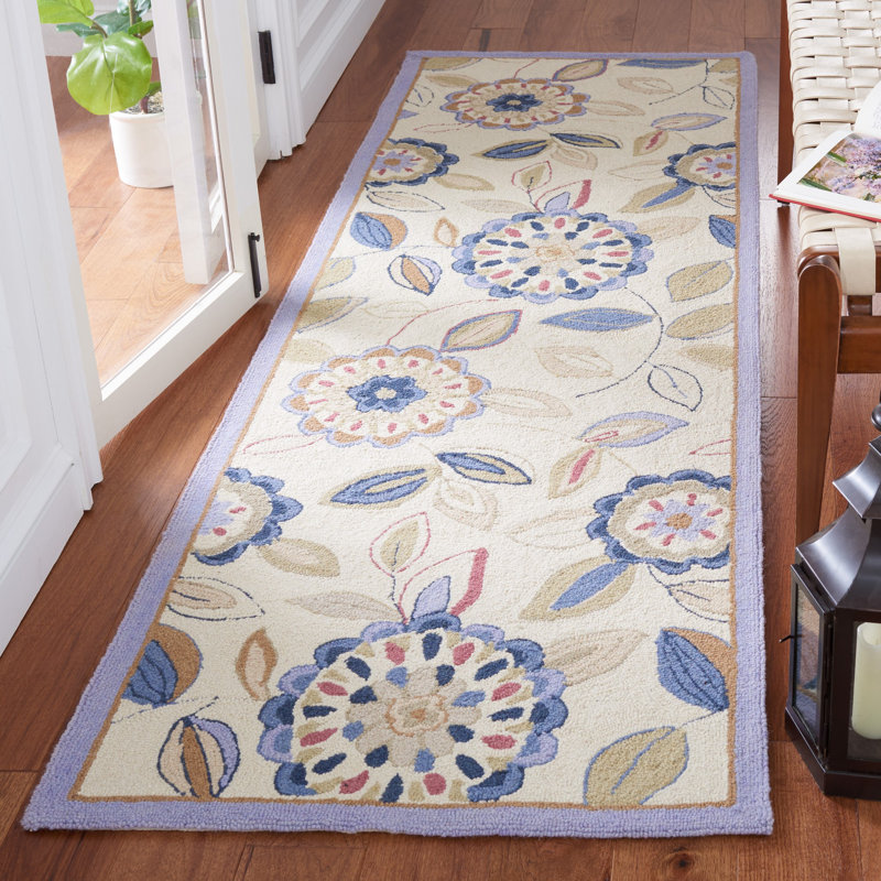 Hollander Hand-Hooked Wool Ivory Area Rug, Runner 2'6" x 12'