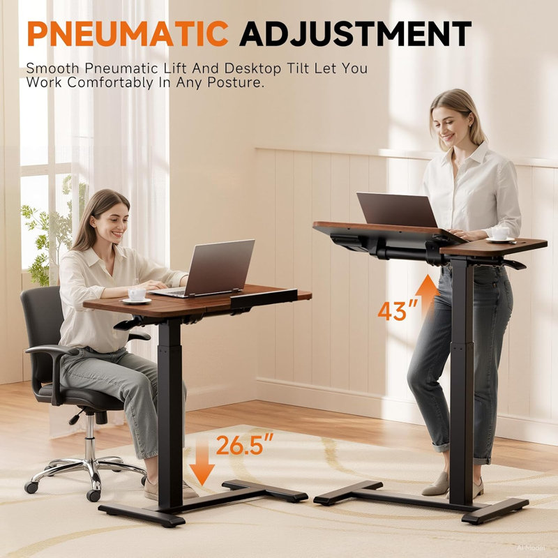 Bureau assis-debout mobile inclinable