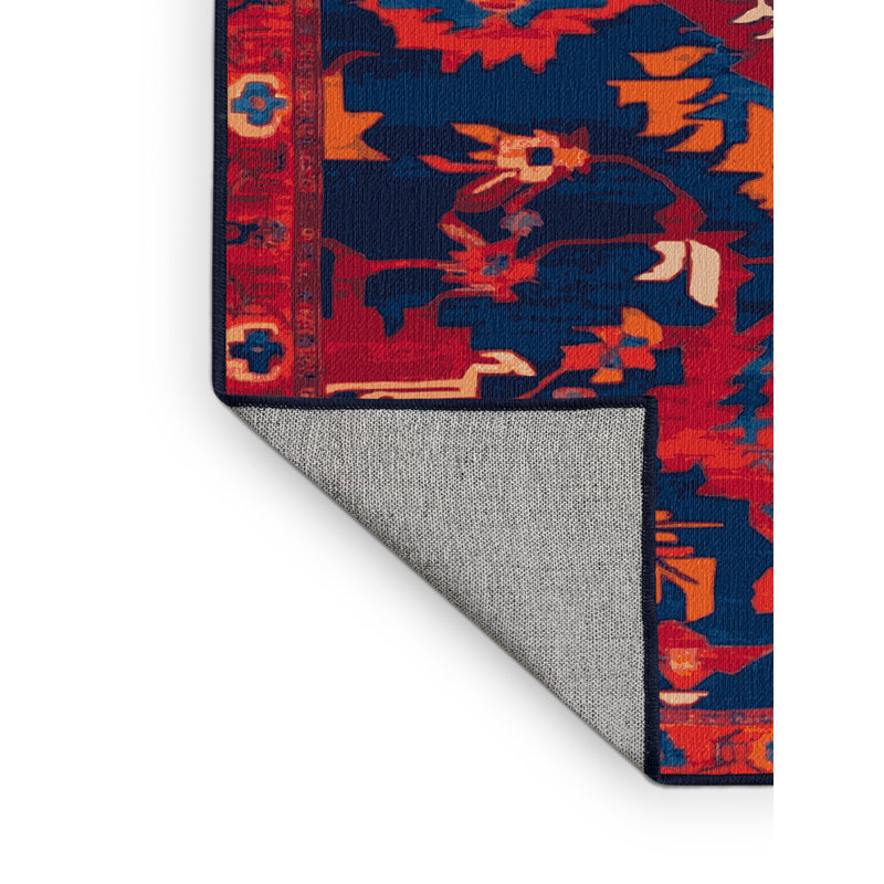 Tapis bleu Tabriz lavable à la machine, Tapis de couloir 2 pi x 4 pi