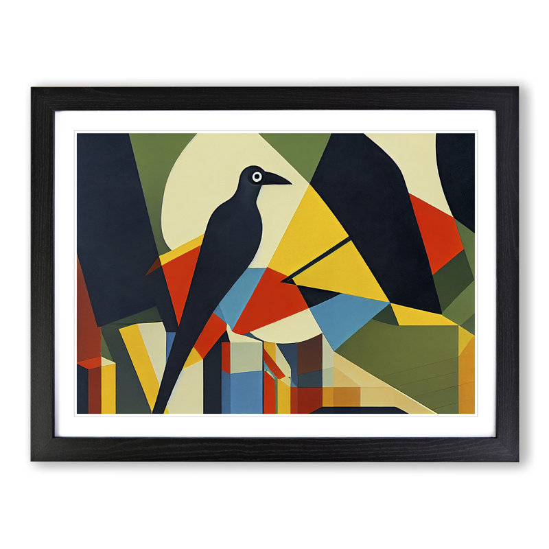 Idyllic Abstract Bird 1 Piece Single Picture Frame Wall Art, 25cm H x 34cm W x 2cm D, Black