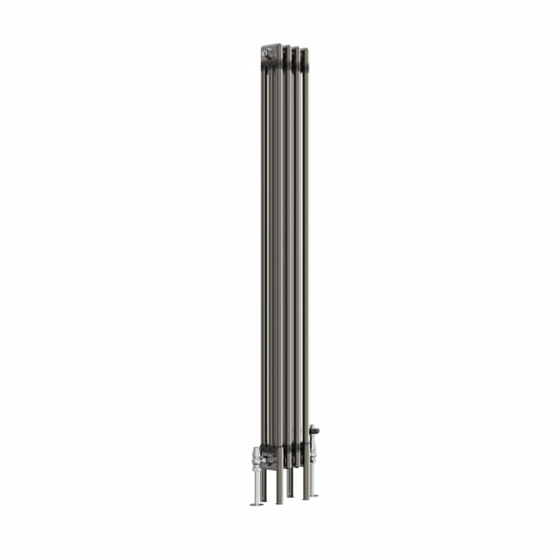 Dubois Vertical Traditional 3 Column Radiator Raw Metal, 150cm H x 20cm W x 10cm D