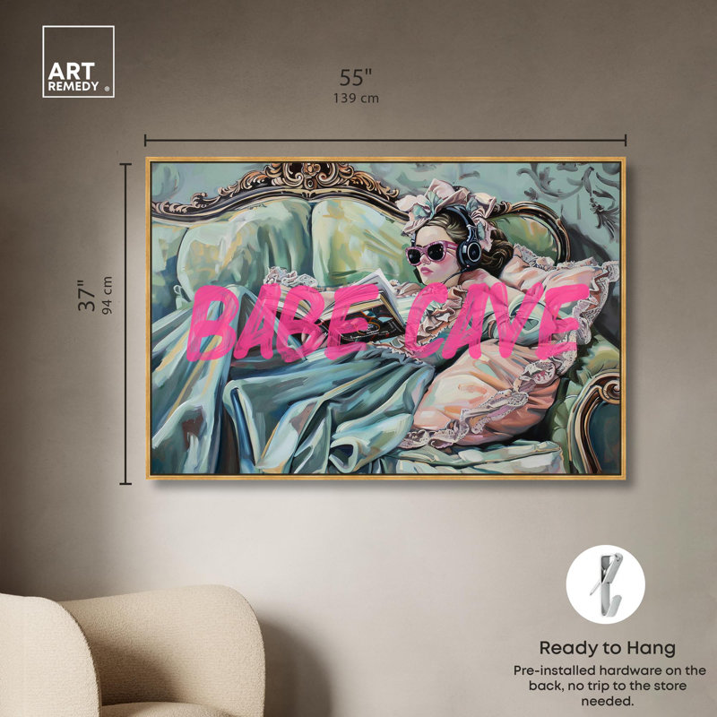 Art moderne classique sur toile antique Babe Cave par Art Remedy, Cadre flottant doré, H 3 po x l 55 po x P 1,8 po