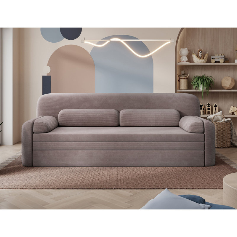 92.9'' Velvet Reclining Sleeper Sofa, Brun fudge