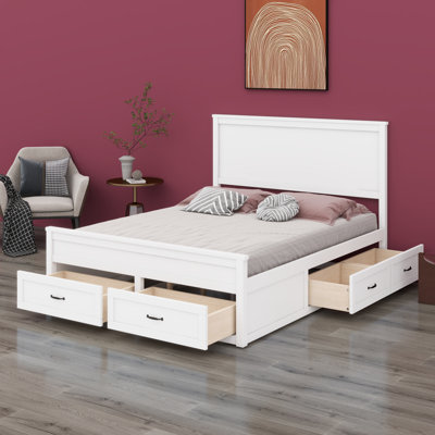 Base de lit en bois avec tiroirs