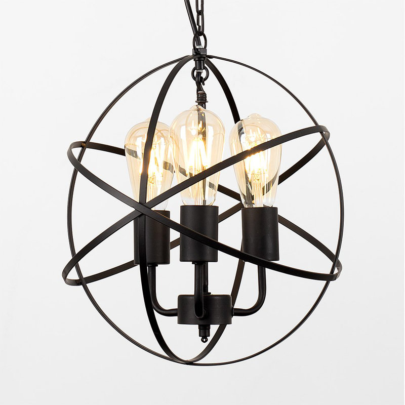 Glenview 3 - Light Matt Black Sphere Pendant, No
