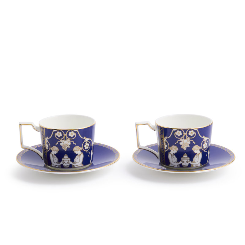 Renaissance Bone China Teacup, Blue/Gold
