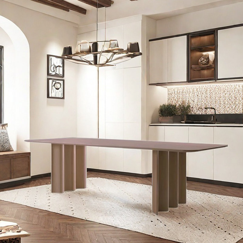 Table de salle à manger en bois massif, Brun, H 29,53 po x L 55,12 po x l 27,56 po, Brun