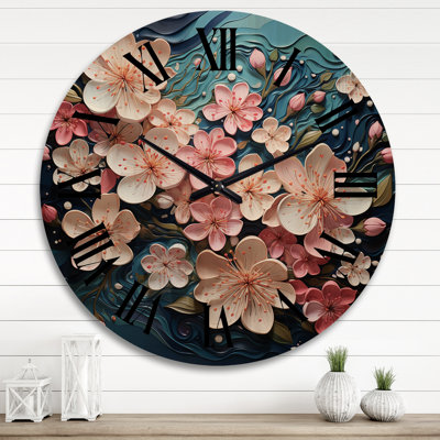 Horloge murale surdimensionnée en fleurs