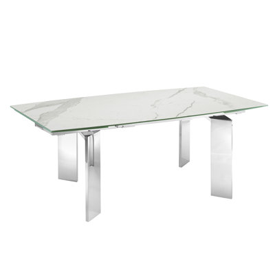 Astor 39.5 " Extendable Rectangular with Stainless Steel Base Dining Table