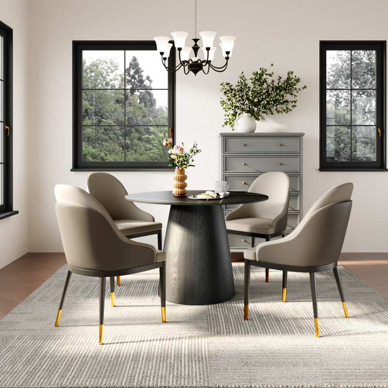 Table de salle à manger moderne moderne 43 po pour 4 personnes avec chaises rembourrées en métal