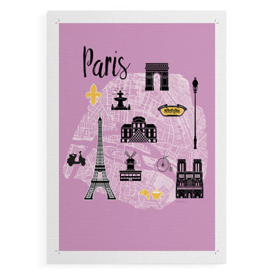 City Graphic Map  Paris -Canvas Print Only - NOT FRAMED