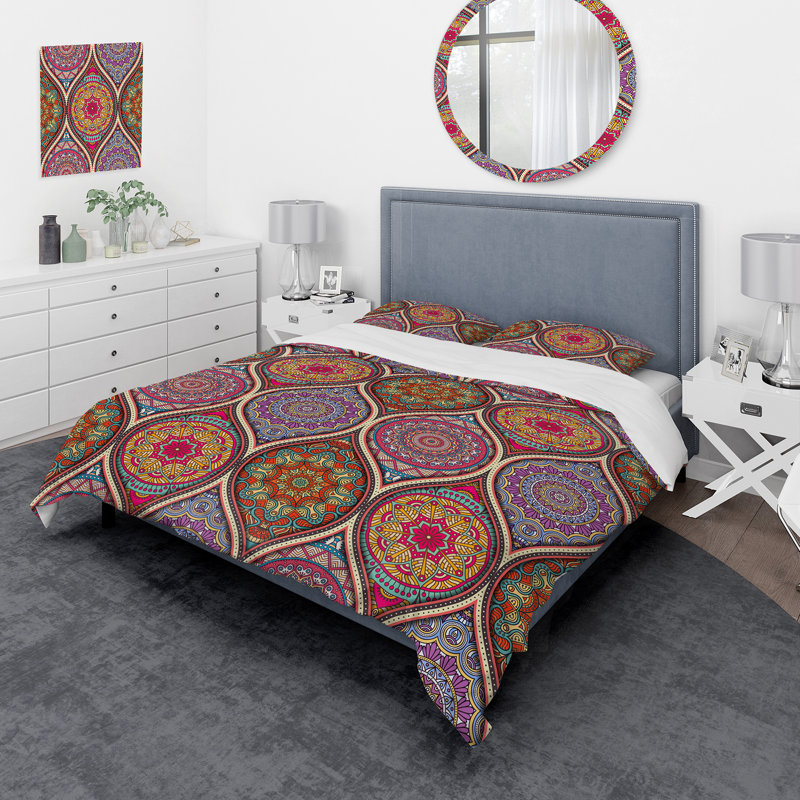 Ensemble de housse de couette en microfibre multicolore, Housse de couette simple + 1 taie décorative stan
