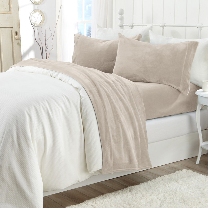 Ensembles de draps en velours ultra doux, Jumeau, Gris pierre