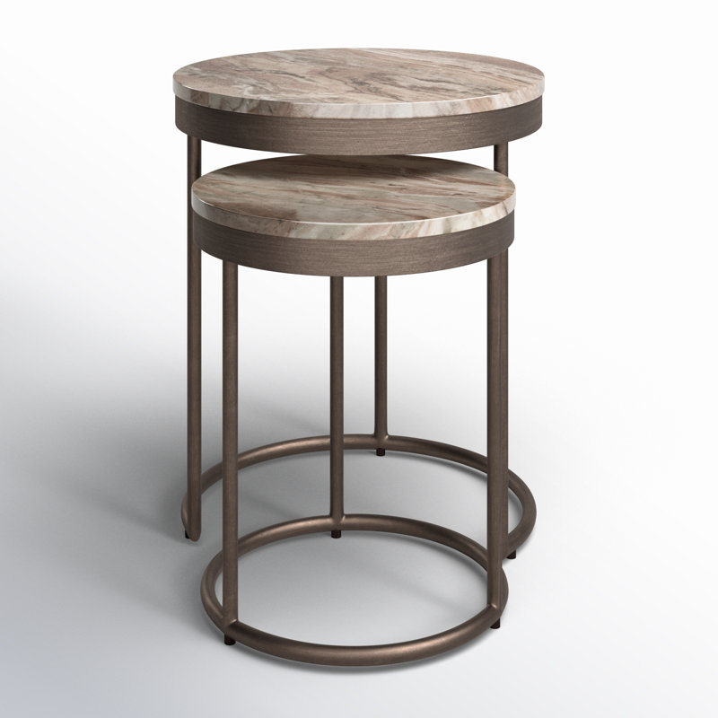 Rolf Marble Top Nesting End Table (Set of 2)