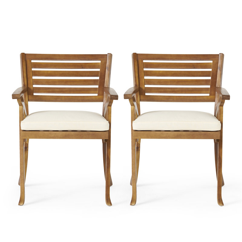 Chaise de salle à manger d'extérieur en bois Hermosa KD avec coussins (ensemble de 2)