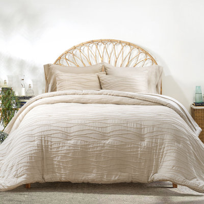 Waves Clipped Jacquard Microfiber 7 Piece Comforter Set