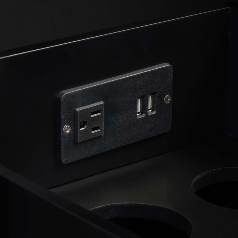 Meuble-lavabo moderne simple avec lavabo, chargement USB, 2 portes et 3 tiroirs, Noir