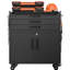 Armoire à outils en métal de 34,09 po de hauteur, design moderne noir avec tablette réglable, 4 panneaux pivotants et perforés latéraux